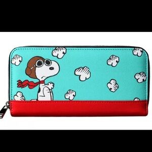 Peanuts Snoopy Red Baron Cartoon Character Themed Zip Top Clutch Wallet